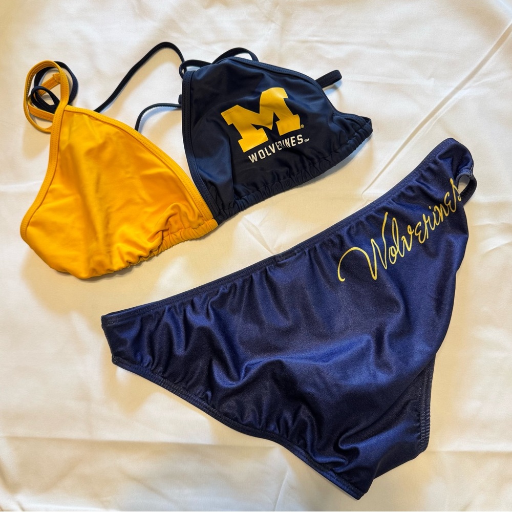 Michigan Wolverines Bikini Set in Navy and Maize